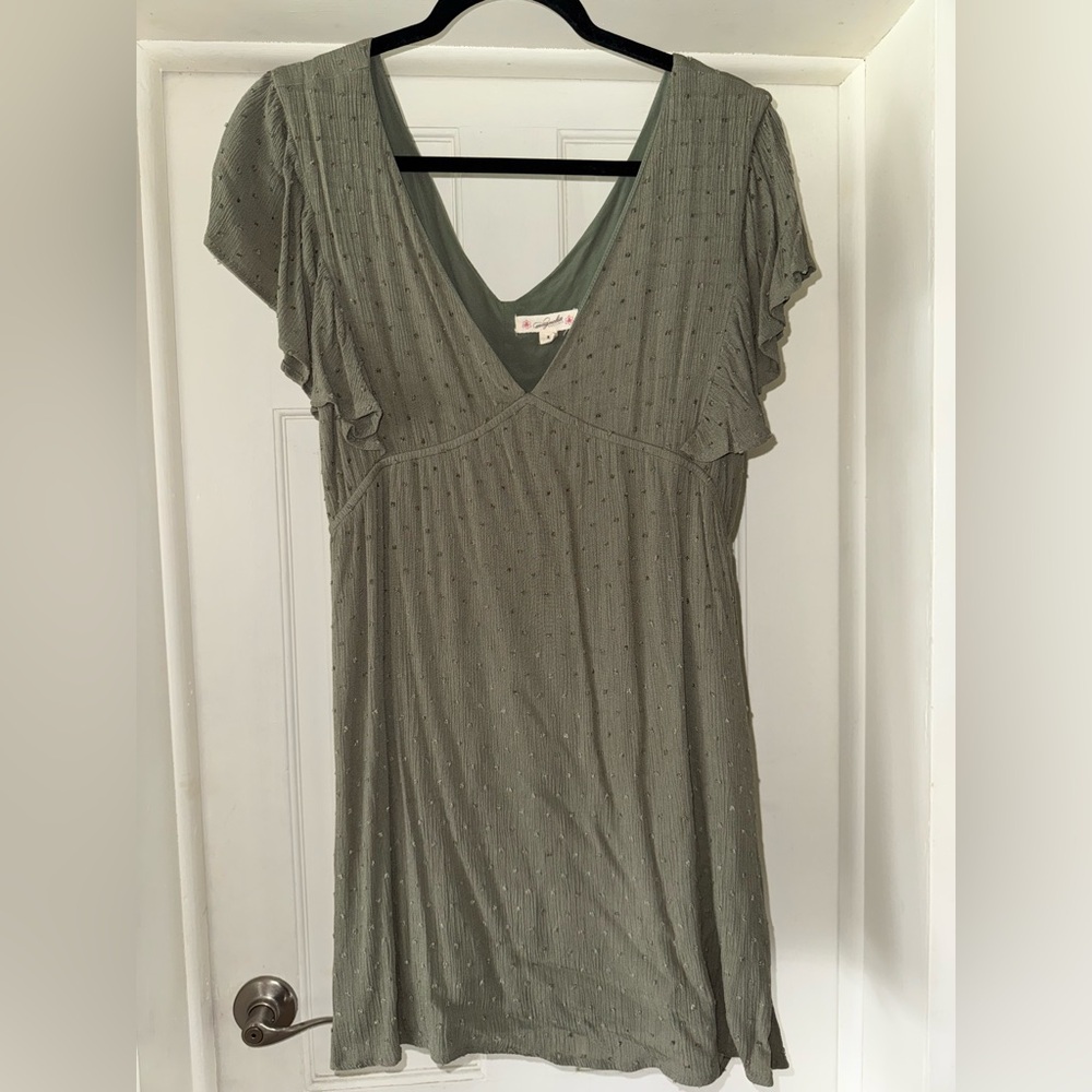 Mini Olive Green V-Neck Style Dress